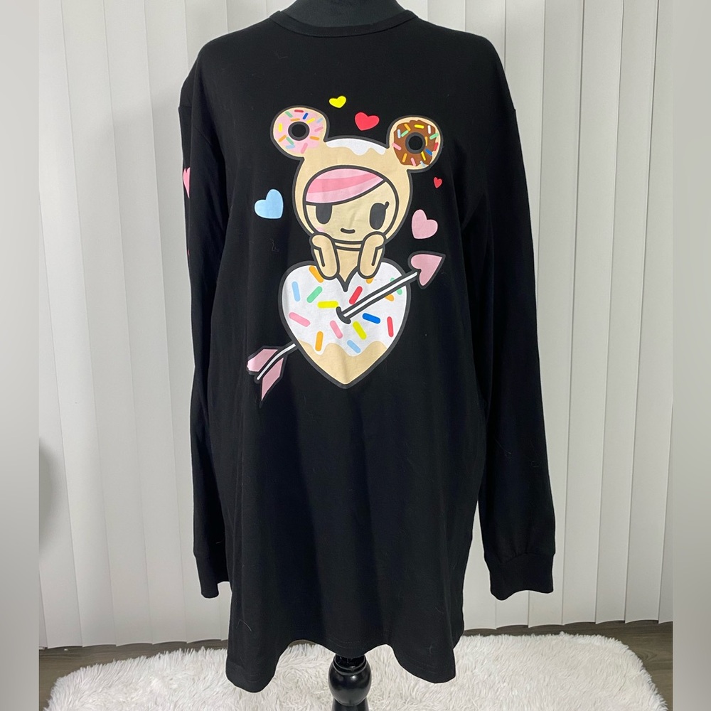 DOLLS KILL x TOKI DOKI Confection Cuteness Donutella Long Sleeve T-Shirt Black S